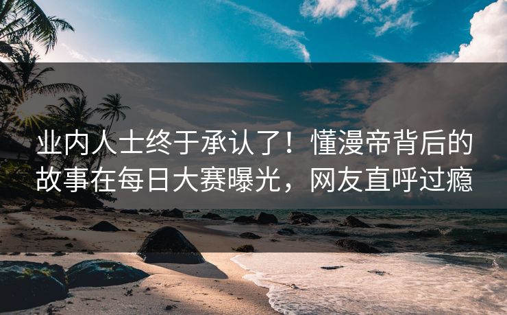 业内人士终于承认了！懂漫帝背后的故事在每日大赛曝光，网友直呼过瘾