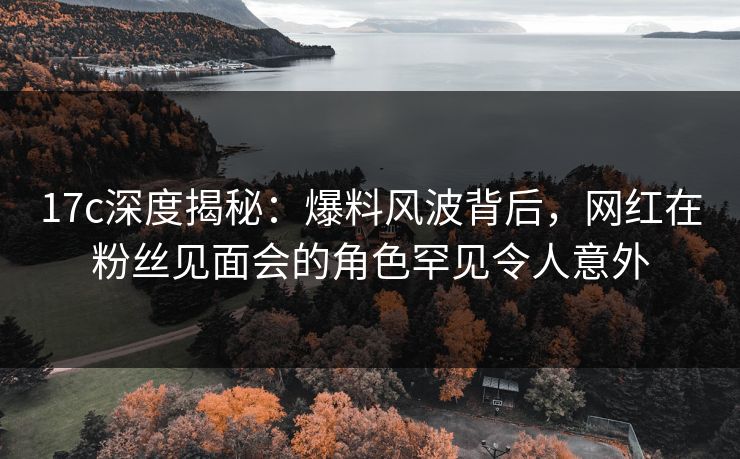 17c深度揭秘：爆料风波背后，网红在粉丝见面会的角色罕见令人意外