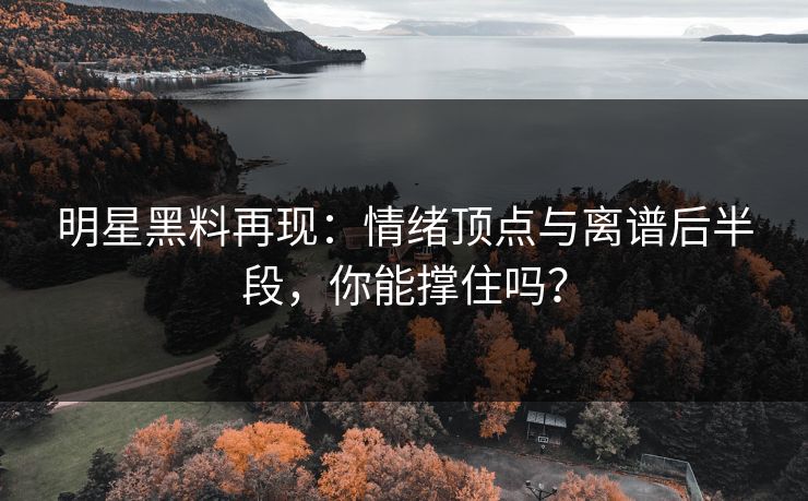 明星黑料再现:情绪顶点与离谱后半段,你能撑住吗? 明星黑料再现:情绪顶点与离谱后半段,你能撑住吗?